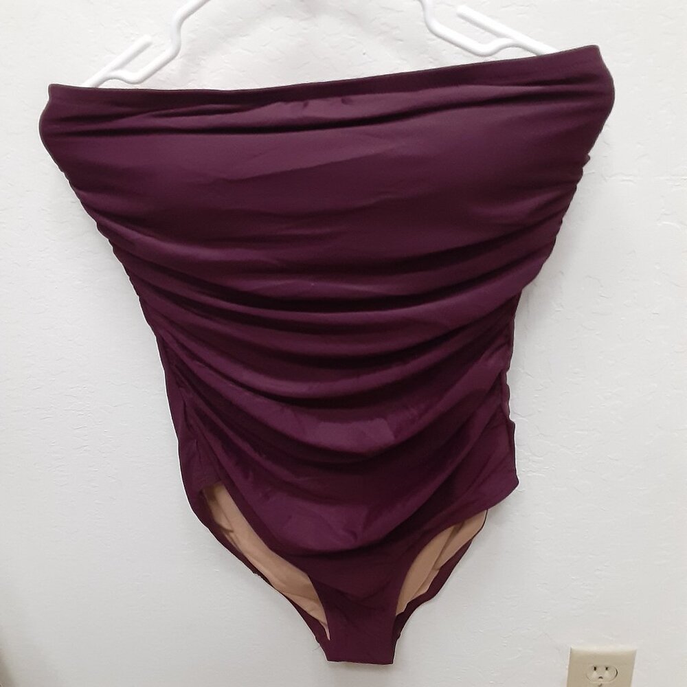 *BRAND NEW*  J Crew bandeau rouched bathing suit merlot